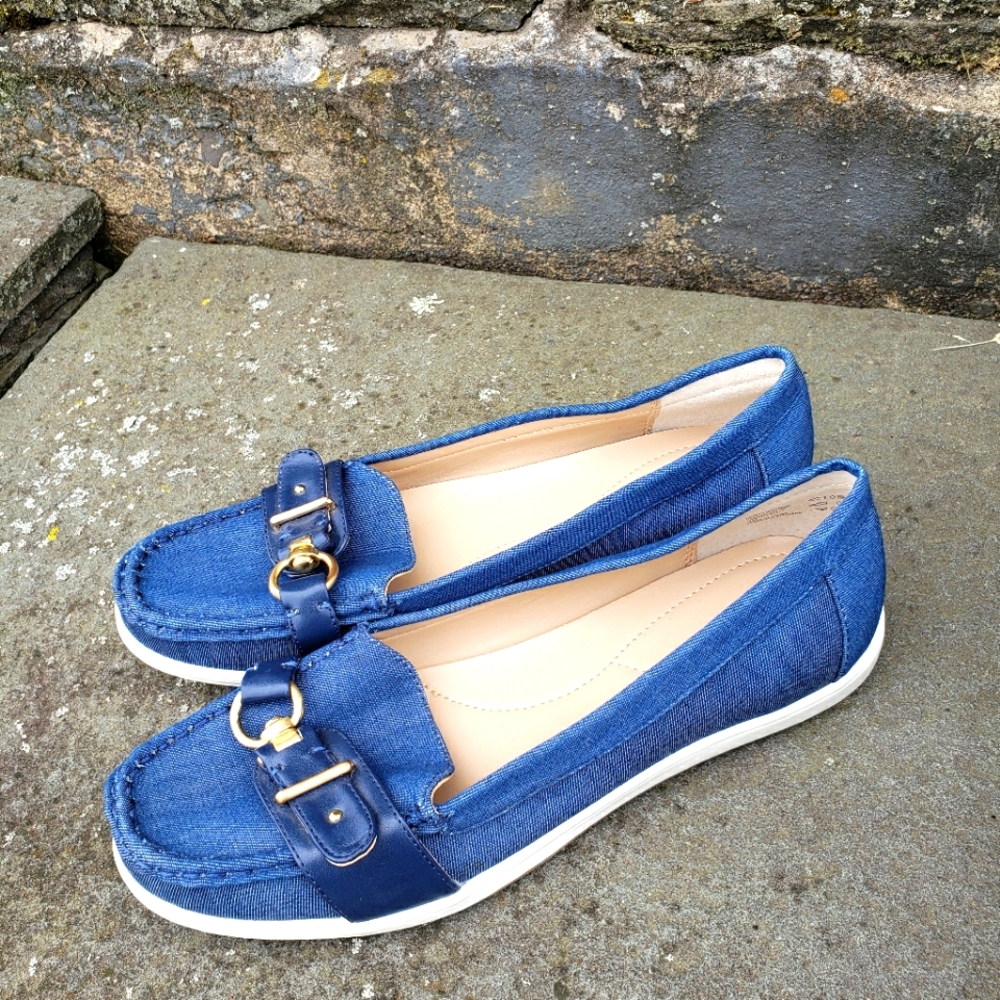 Lands' End ~ Denim Style Loafer Women's Slip On Shoes Blue Sz. 9